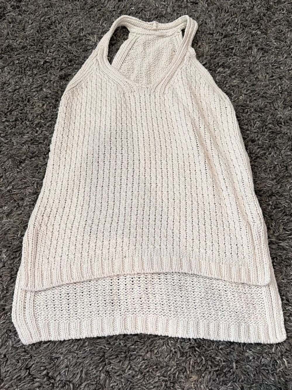 Anthropologie Moth Sunidra Ivory Knit High-Low Racerback Tank Top